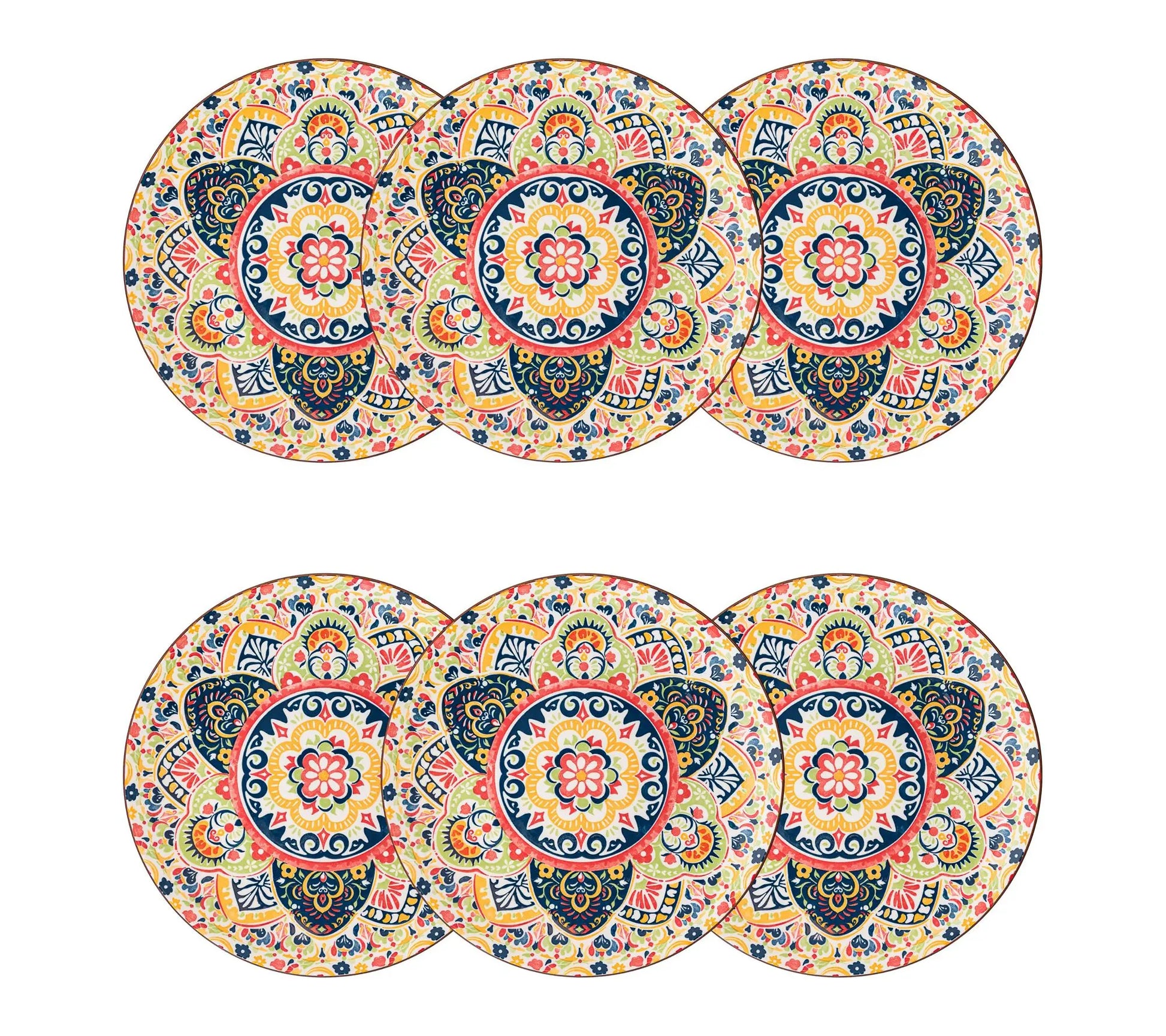 Set of 6 Fiesta Bloom Dinner Plates by 10 Strawberry Street