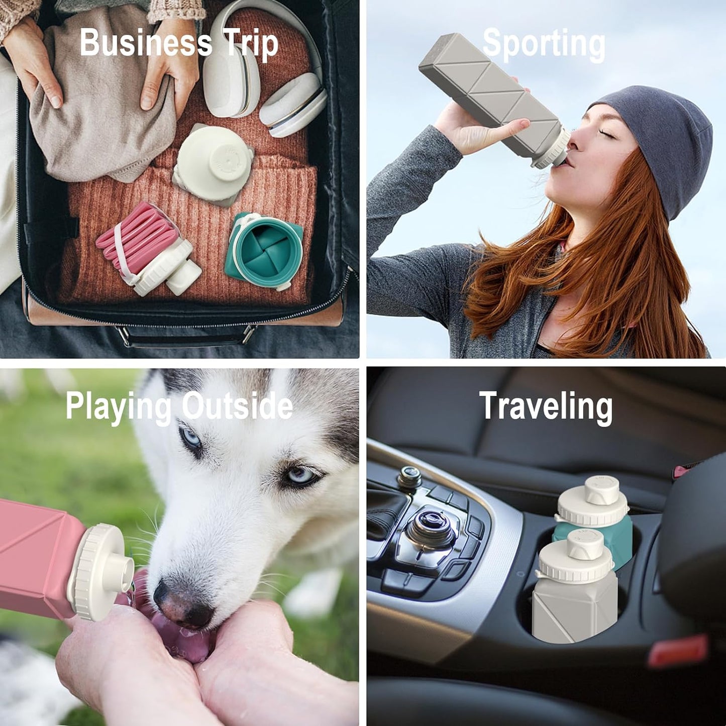 Collapsible 20.6 Oz Silicone Water Bottle - Lightweight, Reusable, Leakproof Design for Travel, Camping, Hiking, Cycling, Yoga, and Outdoor Sports