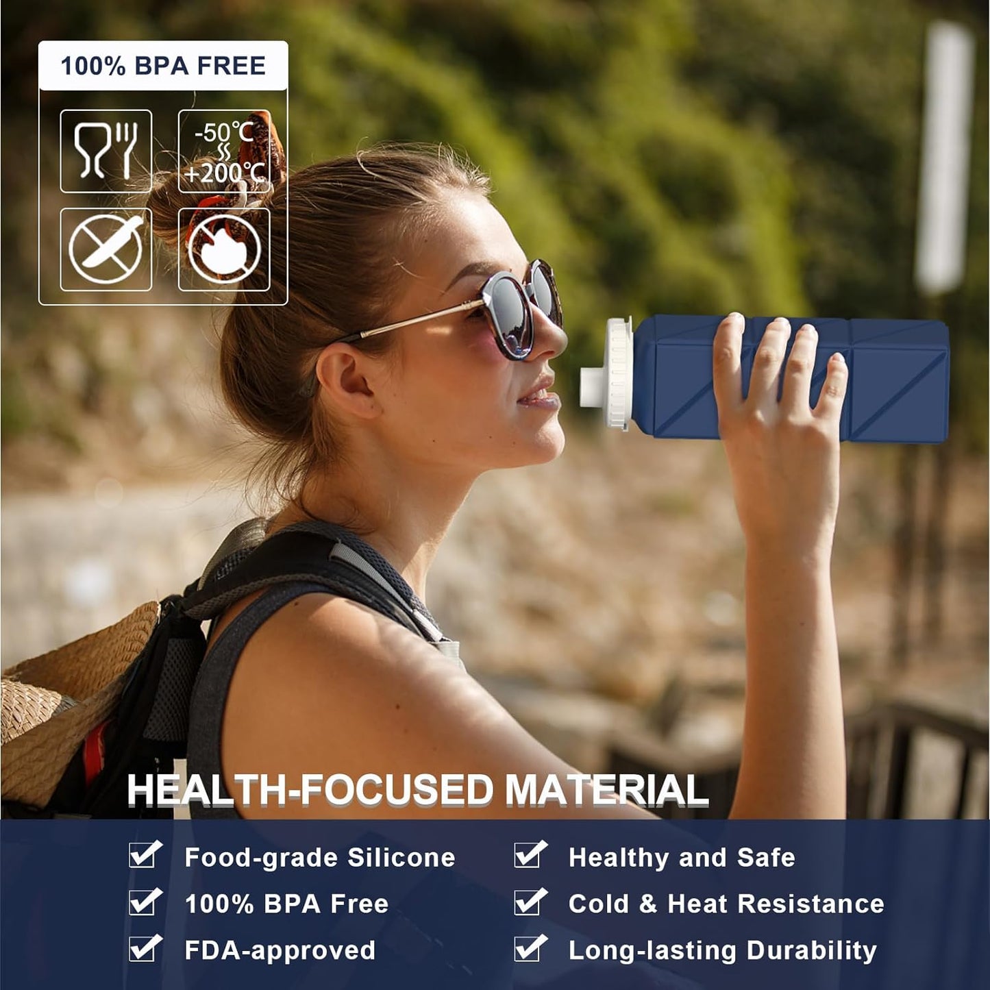 Collapsible 20.6 Oz Silicone Water Bottle - Lightweight, Reusable, Leakproof Design for Travel, Camping, Hiking, Cycling, Yoga, and Outdoor Sports