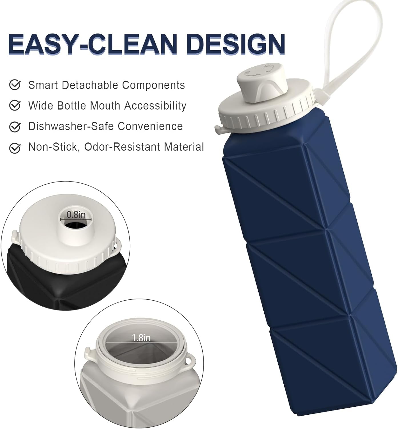Collapsible 20.6 Oz Silicone Water Bottle - Lightweight, Reusable, Leakproof Design for Travel, Camping, Hiking, Cycling, Yoga, and Outdoor Sports