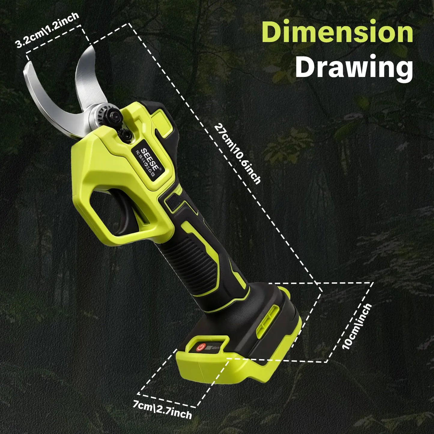 SEESE Cordless Electric Pruning Shears with Brushless Motor - 1.25" Cutting Capacity, Dual 21V Battery for Efficient Tree and Flower Trimming, Ideal Father's Day Gift