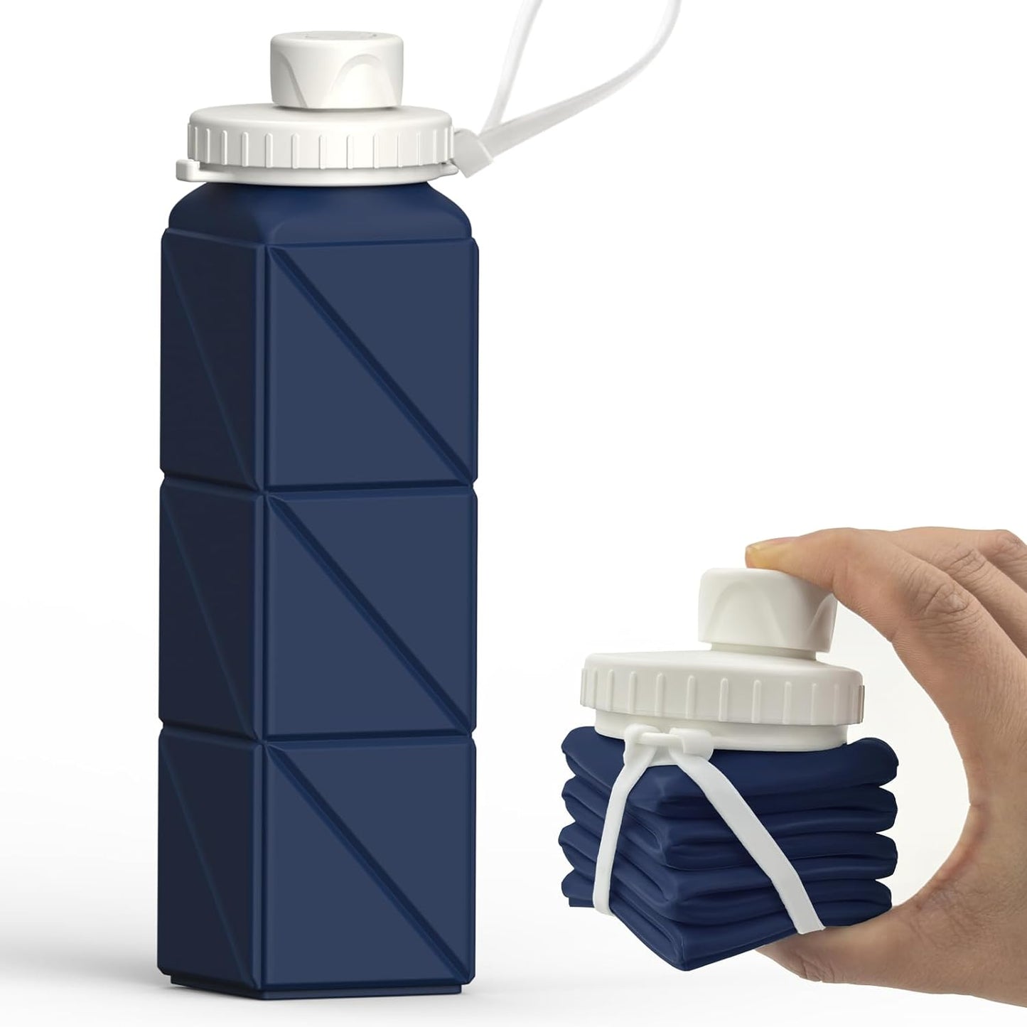 Collapsible 20.6 Oz Silicone Water Bottle - Lightweight, Reusable, Leakproof Design for Travel, Camping, Hiking, Cycling, Yoga, and Outdoor Sports